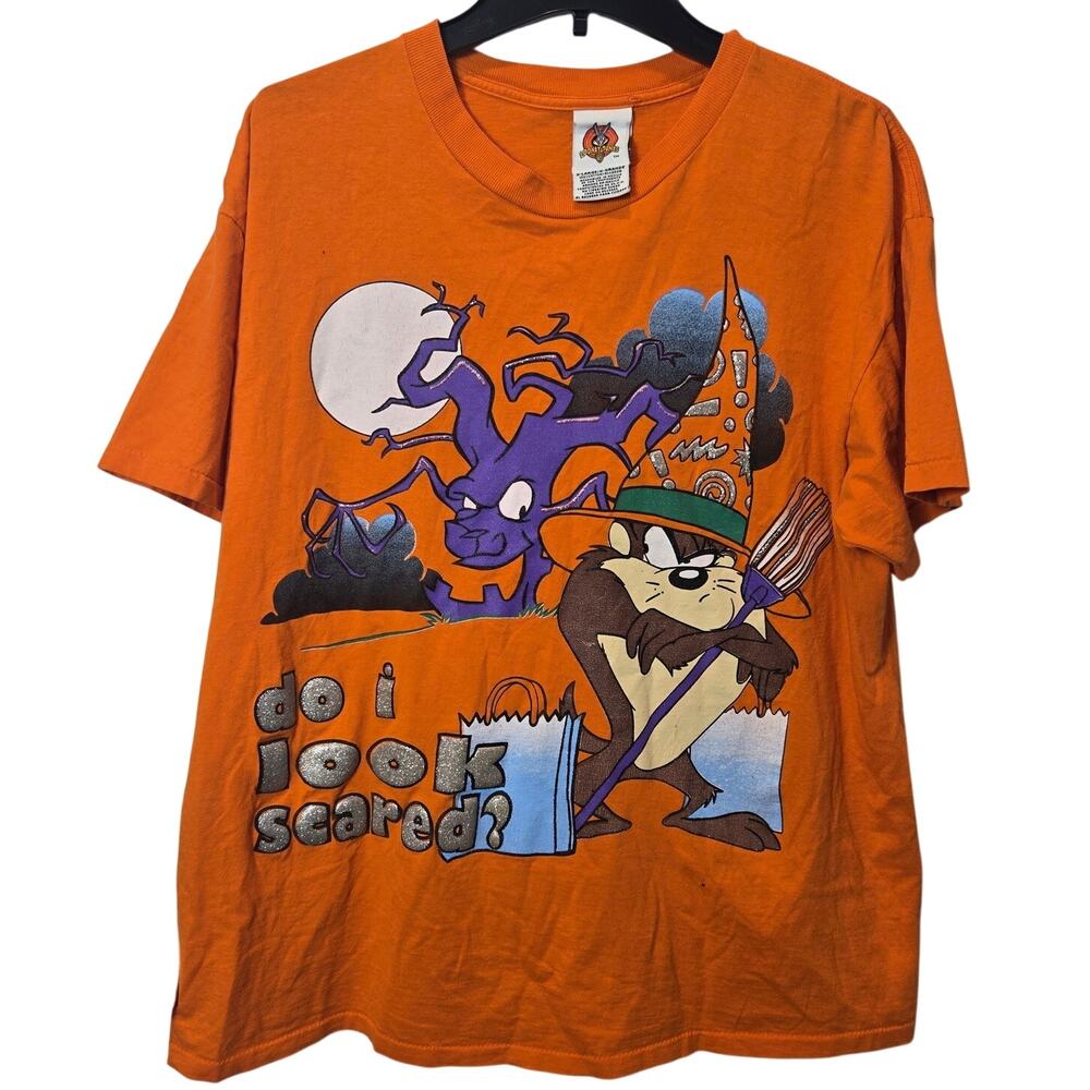 Vtg 90s Looney Tunes Taz sz XL Tasmanian devil Halloween tee READ